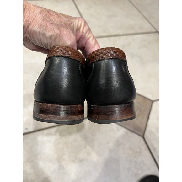 Allen Edmonds Newcastle Penny Loafer Brown Black Weave Trim Size 10 B